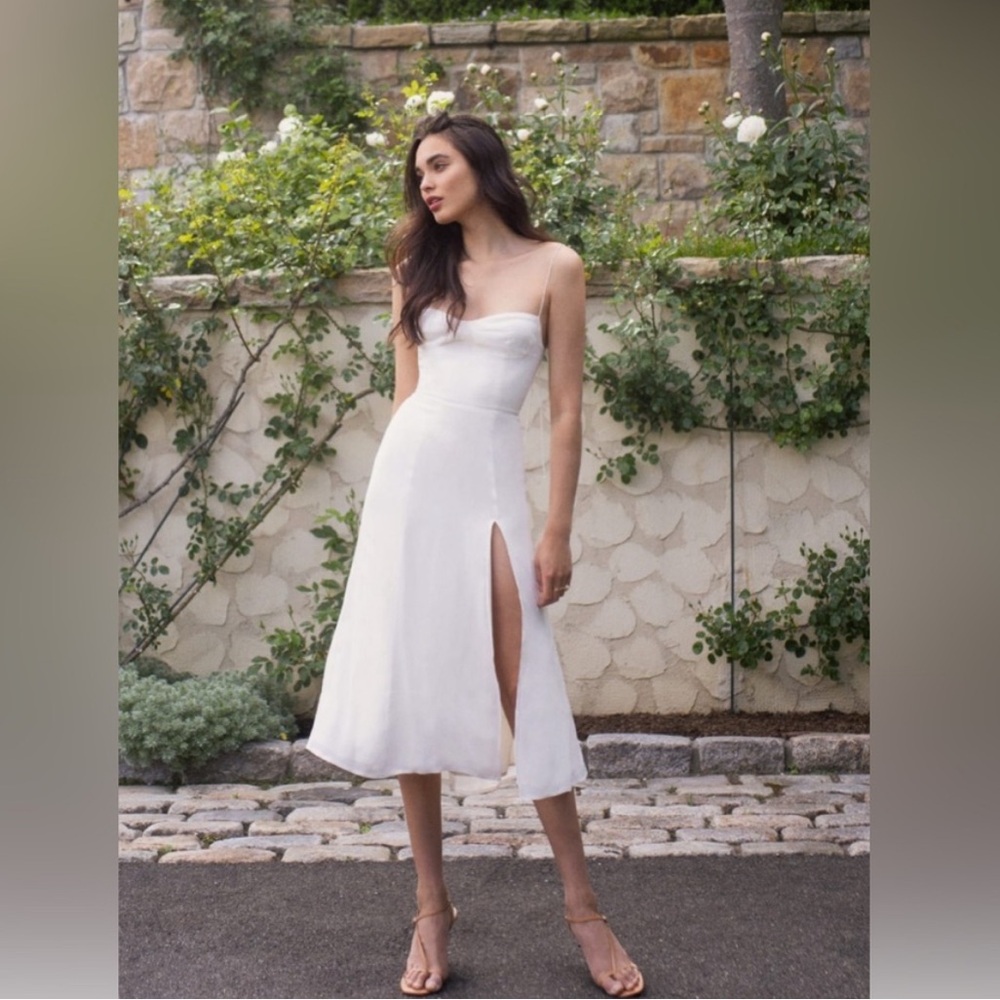 Reformation Juliette sweetheart neckline slit dress